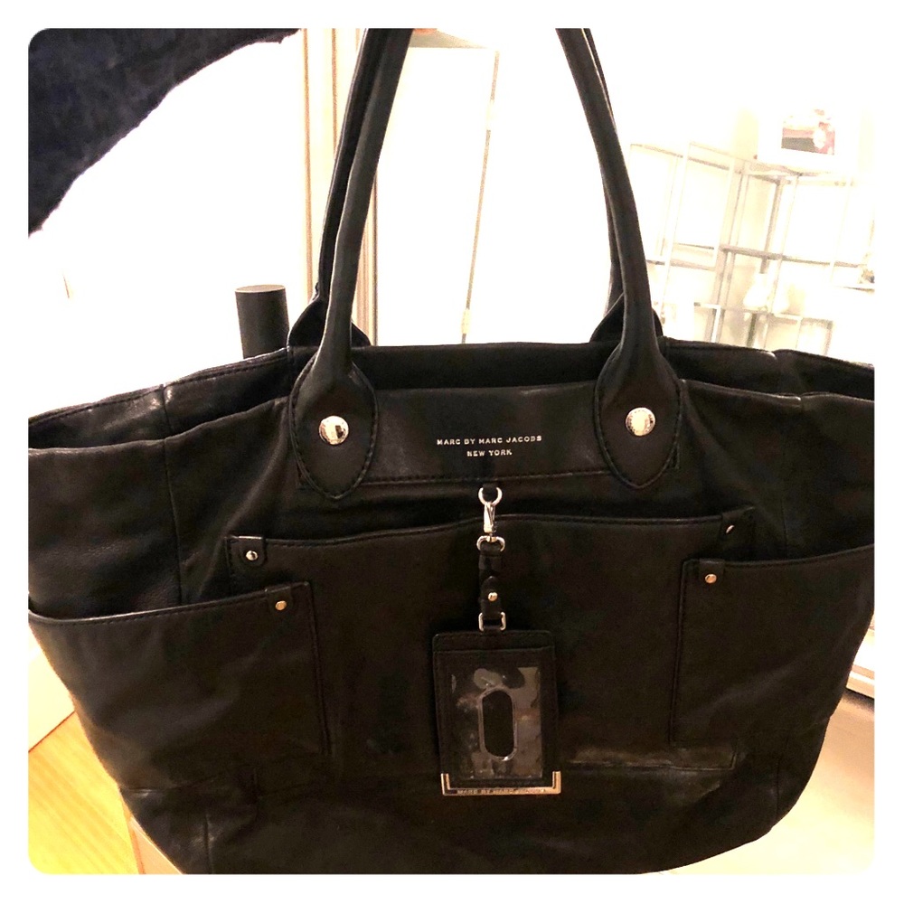 Marc Jacobs- black lamb leather weekender tote